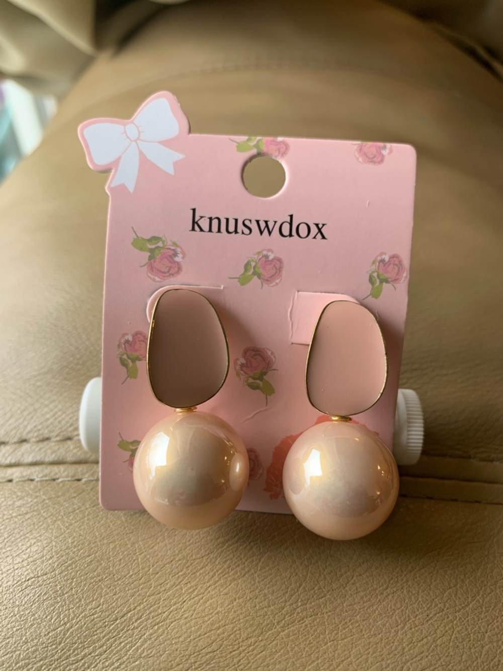 Pink Pearl Drop Earrings - Picture 4 of 6